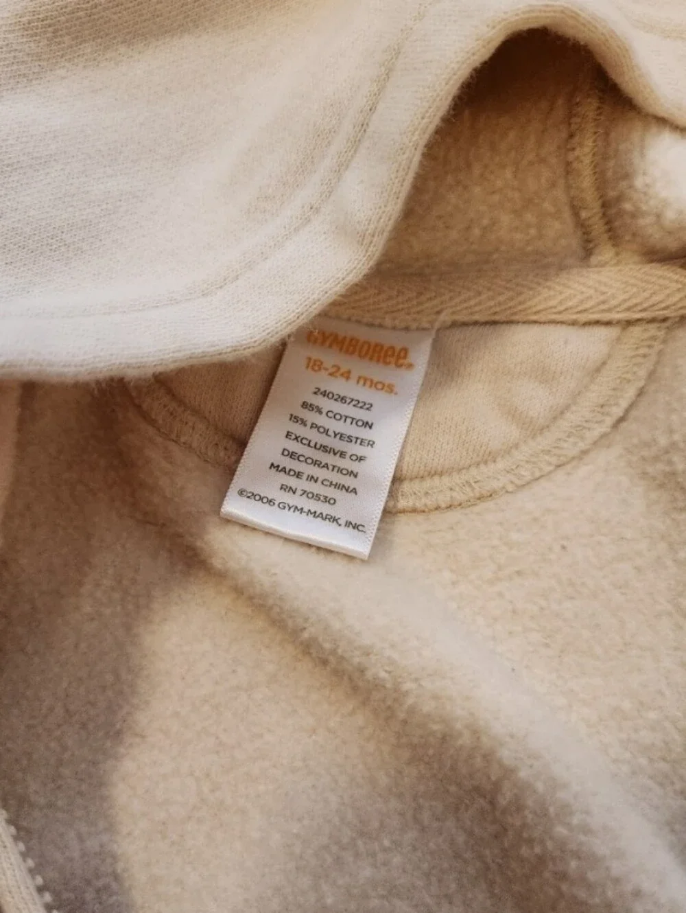 Gymboree Teenie Puppy Vintage 18-24 Cream Zip-Up Hoodie Jacket
